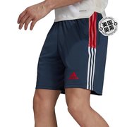 adidas男式条纹抽绳短裤-船员，海军蓝亮红色美国奥莱直发