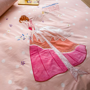 1.2儿童床品四件套女孩纯棉粉色公主风卡通女童被套床单床笠定制