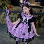 女童短袖库洛米衣服公主裙紫色连衣裙夏女宝生日洛丽塔迪斯尼裙子