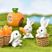 卡通小动物可爱兔子园艺多肉装饰品配件胡萝卜萌兔微景观树脂摆件