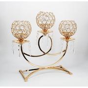 欧式铁艺烛台主桌花瓶金属，蜡烛架婚庆道具，电镀金色烛杯工艺品摆件