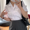 泠泉女子原创jk衬衫制服日系学院，白色开襟学生，校服上衣狗皮皮