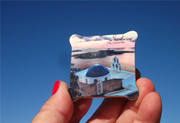 希腊当地冰箱贴 圣托里尼 蓝色教堂 陶瓷贴 GREECE MAGNET