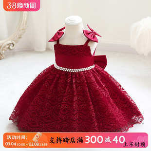 儿童礼服连衣裙女童夏装女宝宝，洋气一周岁宴公主，裙婴幼儿红色裙子