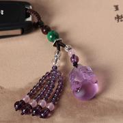 紫水晶貔貅葫芦汽车钥匙扣挂件，女高档创意，可爱韩国时尚简约饰品