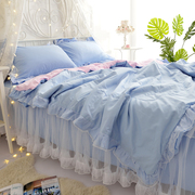 公主风床裙四件套全棉纯棉，被套蕾丝床罩花边，床单1.8m床上用品2024