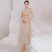 越南小众品牌轻奢网纱高级感蕾丝刺绣收腰法式礼服，连衣裙女公主裙