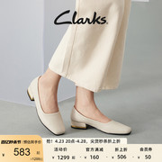clarks其乐女鞋单鞋女春夏季时尚潮流粗跟一脚蹬皮鞋舒适通勤鞋子