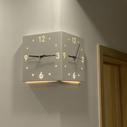 钟表挂钟客厅转角双面钟时钟(钟时钟)创意，简约现代艺术家用时尚壁灯餐厅