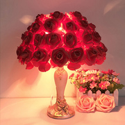 水晶台灯卧室床头灯创意，婚庆婚房长明灯简约温馨玫瑰花，结婚礼物