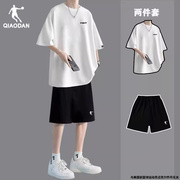 中国乔丹运动套装男士2023夏季宽松初高中学生，短裤时尚两件套