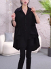 黑色中长款长袖衬衫女士2024春季装韩版宽松时尚洋气遮肚显瘦衬衣