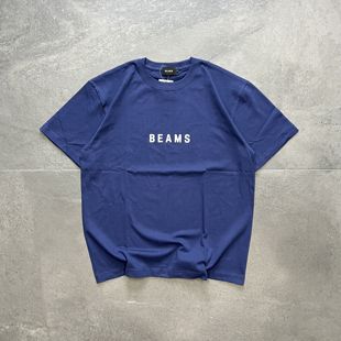 BEAMS 23ss定番短袖TEE日系纯色LOGO字母印花T恤男女情侣