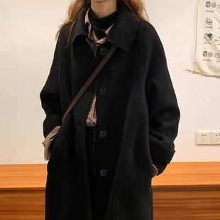 羽绒服内胆羊绒大衣女中长款2023冬季韩版高级感黑色加厚外套