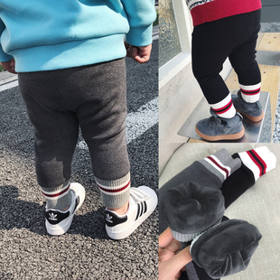 宝宝裤子秋冬款男女小童打底裤加绒弹力，婴幼儿休闲长裤外穿百搭潮