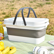 便携式水果收纳篮野炊收纳筐户外可折叠带盖野餐，篮大容量整理箱
