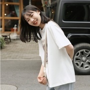 茉语家白色t恤短袖，女夏季上衣，chic港味韩版女装2023宽松体恤