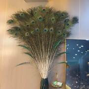 孔雀毛真羽毛家里摆设的装饰品客厅摆件大件插孔雀毛羽毛的花瓶