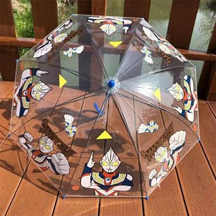 奥特曼赛罗透明伞卡通儿童雨伞小学生男女孩公主幼儿园直柄自动伞