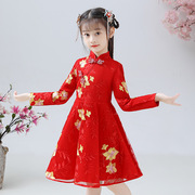 女童旗袍公主裙儿童中国风，连衣裙演出礼服，新年拜年唐装春秋冬裙子
