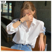 C23C5873白色衬衫春季2023年韩系衬衣女设计感小众法式长袖上