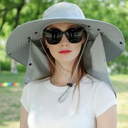 帽子女夏季大檐遮阳帽，户外登山防紫外线太阳帽干活遮脸护颈防晒帽