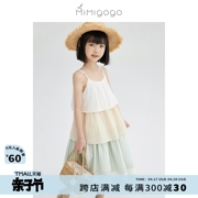 MIMIGOGO 女大童连衣裙亲子装多层吊带蛋糕裙 夏日冰淇淋 3C05