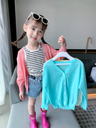 女童针织防晒衣2023夏装韩版儿童冰丝开衫宝宝夏季超薄外套潮