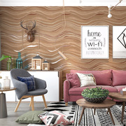 咖色现代简约抽象波浪条纹墙纸，卧室客厅电视背景墙壁纸高档鹿皮绒
