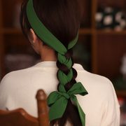 「绿色系」加长发带女墨绿纯色编辫子波西米亚度假风小众造型配饰