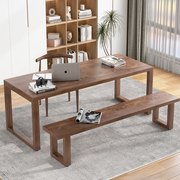 实木纯木头电脑桌，简约桌子方形木质设计师办公桌，家用书桌工作台