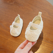 2024春季6-12个月婴儿步前鞋软底一岁女宝宝公主鞋子防滑婴幼儿鞋