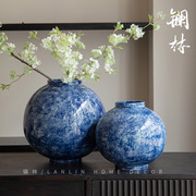 新中式陶瓷花瓶客厅玄关青花系类插干花装饰仿古禅意茶室简约摆件