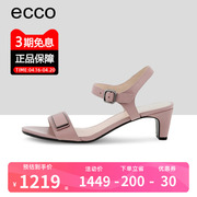 ECCO爱步女士凉鞋高跟一字式扣带圆头真皮露趾凉鞋 型塑280823