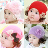 儿童毛线帽45-6-7-8-9-10-12个月女婴儿秋天帽子女宝宝假发帽子