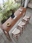 全实木吧台桌椅组合靠墙高脚桌小户型窄餐桌客厅隔断靠窗长条桌子