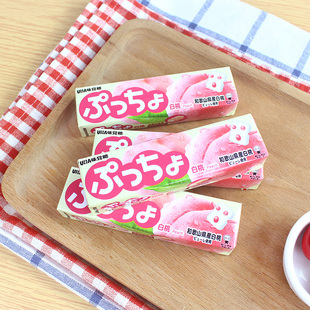 日本进口零食品 悠哈uha味觉糖 白桃味夹心软糖50g条装糖果桃子糖