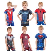 夏季儿童童装学生t恤薄款速干透气超级英雄3d蜘蛛侠超人运动短袖