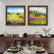 餐厅装饰画美式饭厅背景墙油画，客厅壁画田园，欧式高档挂画2024