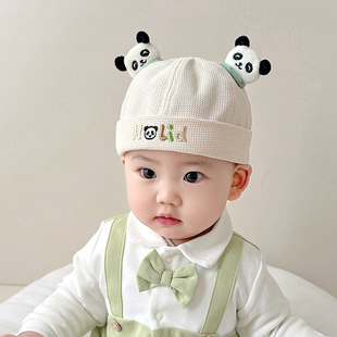 婴儿帽子春秋薄款可爱熊猫造型，地主帽男童女，宝宝防晒瓜皮海盗帽夏