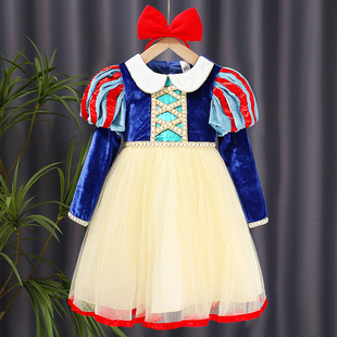 白雪公主裙子女童秋装洋装，儿童迪士尼高端礼服纱裙2023秋季