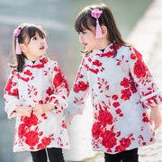 女童新年装公主裙加棉，加厚中国风童装儿童，唐装冬礼服裙宝宝旗袍