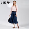 UGIZ春秋季女装韩版圆领修身甜美纯色衬衫上衣女UCSC122-7