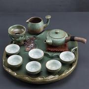 传艺窑禅意功夫茶具套装，陶瓷茶盘蓄水茶壶茶杯，盖碗家用简约茶具茶