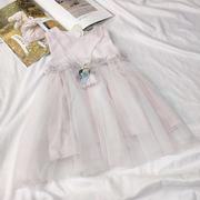 女童秋冬款连衣裙韩版蕾丝公主，裙粉色背心中小童洋气网纱裙
