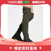 香港直邮潮奢 ASOS 女士Kellis 设计粗跟平底及膝卡其色靴子(黑色