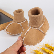 冬季新生婴儿鞋袜0一6月软底手工步前鞋，0-3-12个月加绒宝宝学步鞋
