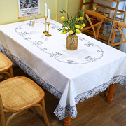 餐桌台布下垂家用茶几桌布2021高档布艺刺绣餐桌布长方形座布
