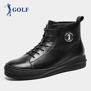 golf高尔夫男鞋高帮板鞋，冬季高邦鞋潮日常系带黑色休闲鞋