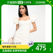 香港直邮潮奢 ASOS 女士设计牛仔迷你蓬松袖子连衣裙(白色)